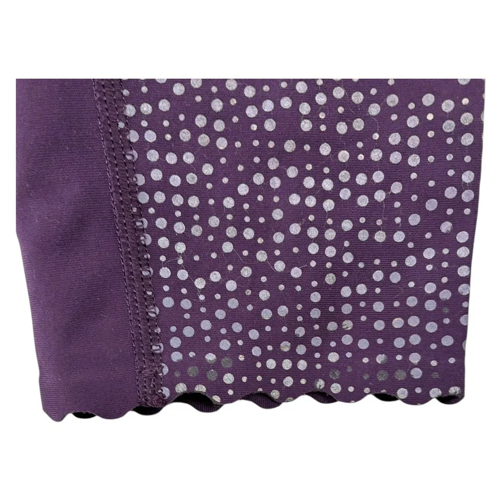 Lululemon Purple Leggings‎ Size 6 Drawstring Waist Zip Pocket Lettuce Hem